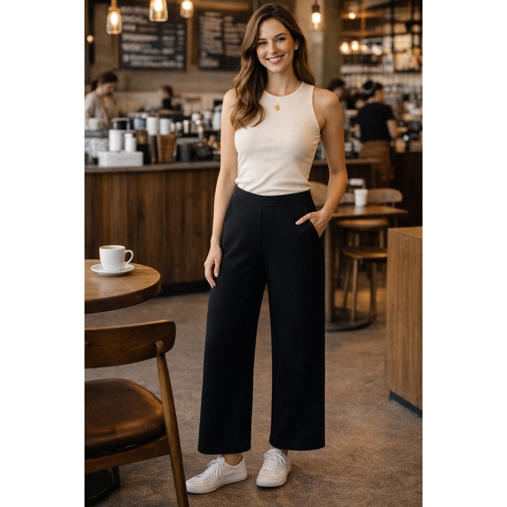 Soft Surroundings Pants Womens Black Wide Leg‎ Large Pull On